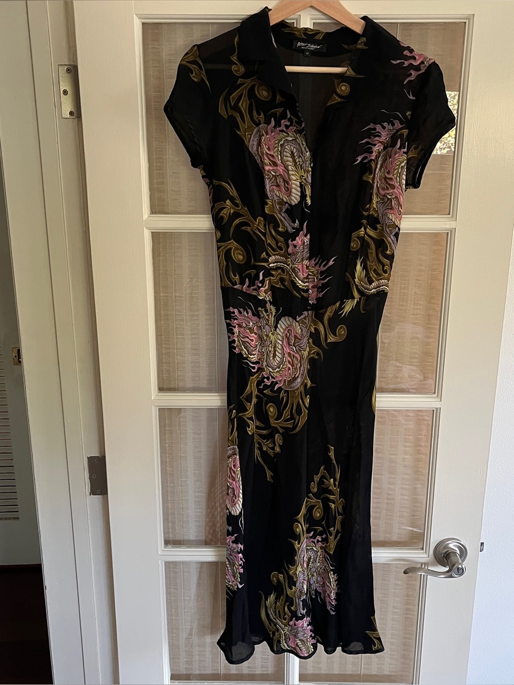 Betsey Johnson Black Sheer Dragon Print Dress